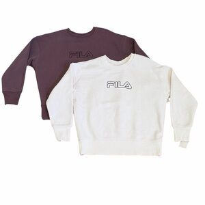 Fila Logo PulloverSweatshirt Duo in Off-White and Ephemera Purple Size XS